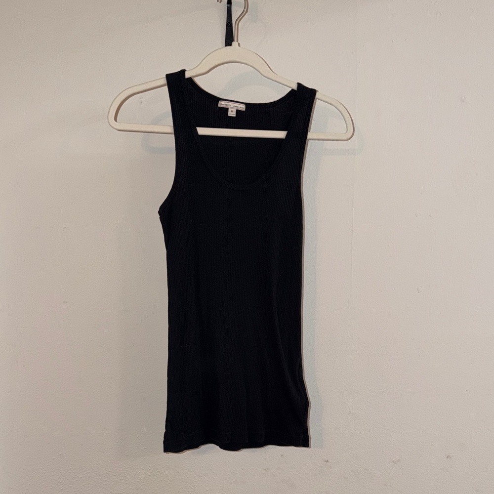 GAP Black Ribbed Scoop Tank Top